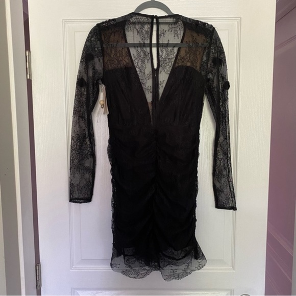 NWT For Love and Lemons Daisy Black Lace Mini Dress Small Beaded - Picture 7 of 7